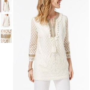 Charter Club | Lace & Sequin Tunic